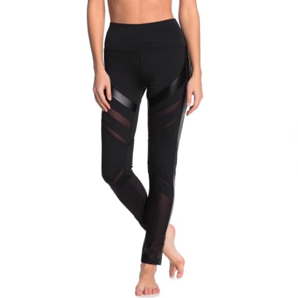 Electric Yoga Shimmer & Sheer Striped Leggings NWT